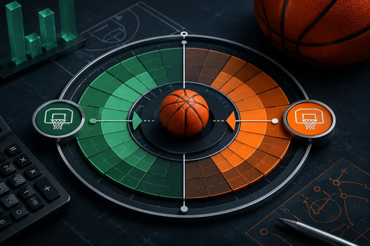 Basketball implied probability illustration with calculator and segmented charts