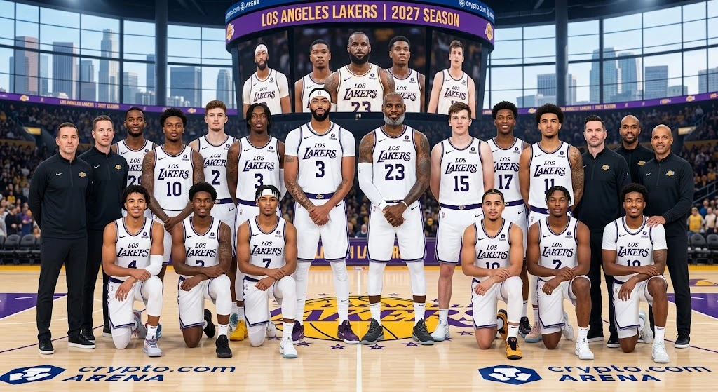 Illustrative Lakers-themed team lineup