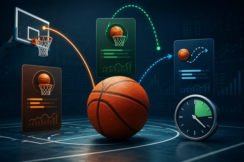 Basketball player-prop dashboard with points, rebounds, assists and minutes indicators