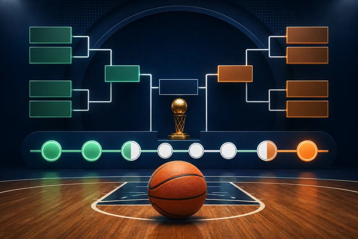 Basketball playoff bracket with two teams progressing through a multi-game series