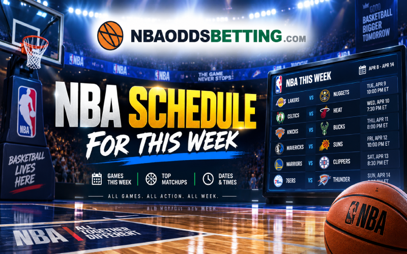 NBAOddsBetting weekly basketball schedule illustration with teams and viewing times