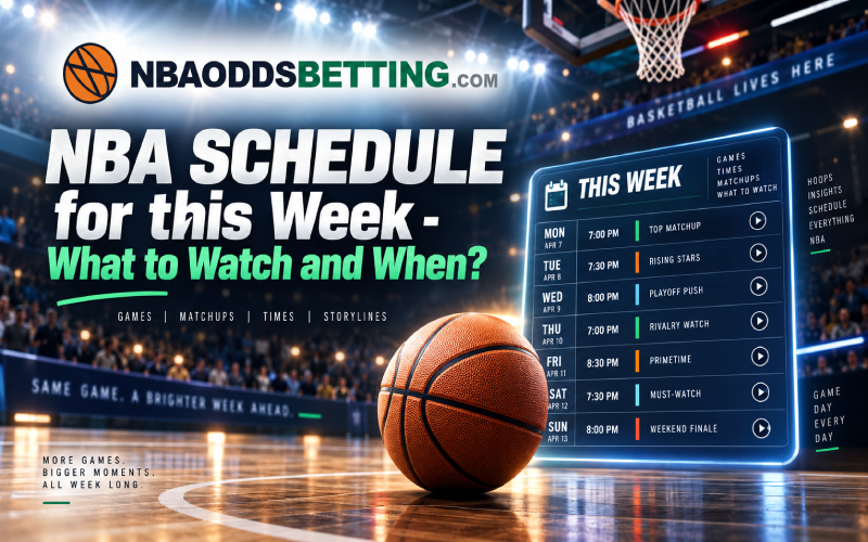 NBA schedule for this week illustration with basketball and viewing calendar