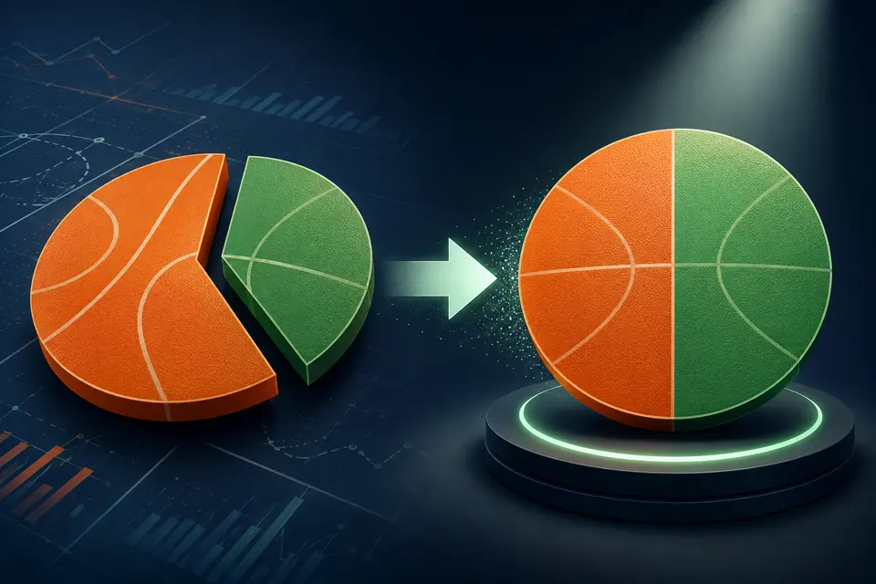 Two-sided implied probabilities normalized into a complete no-margin circle
