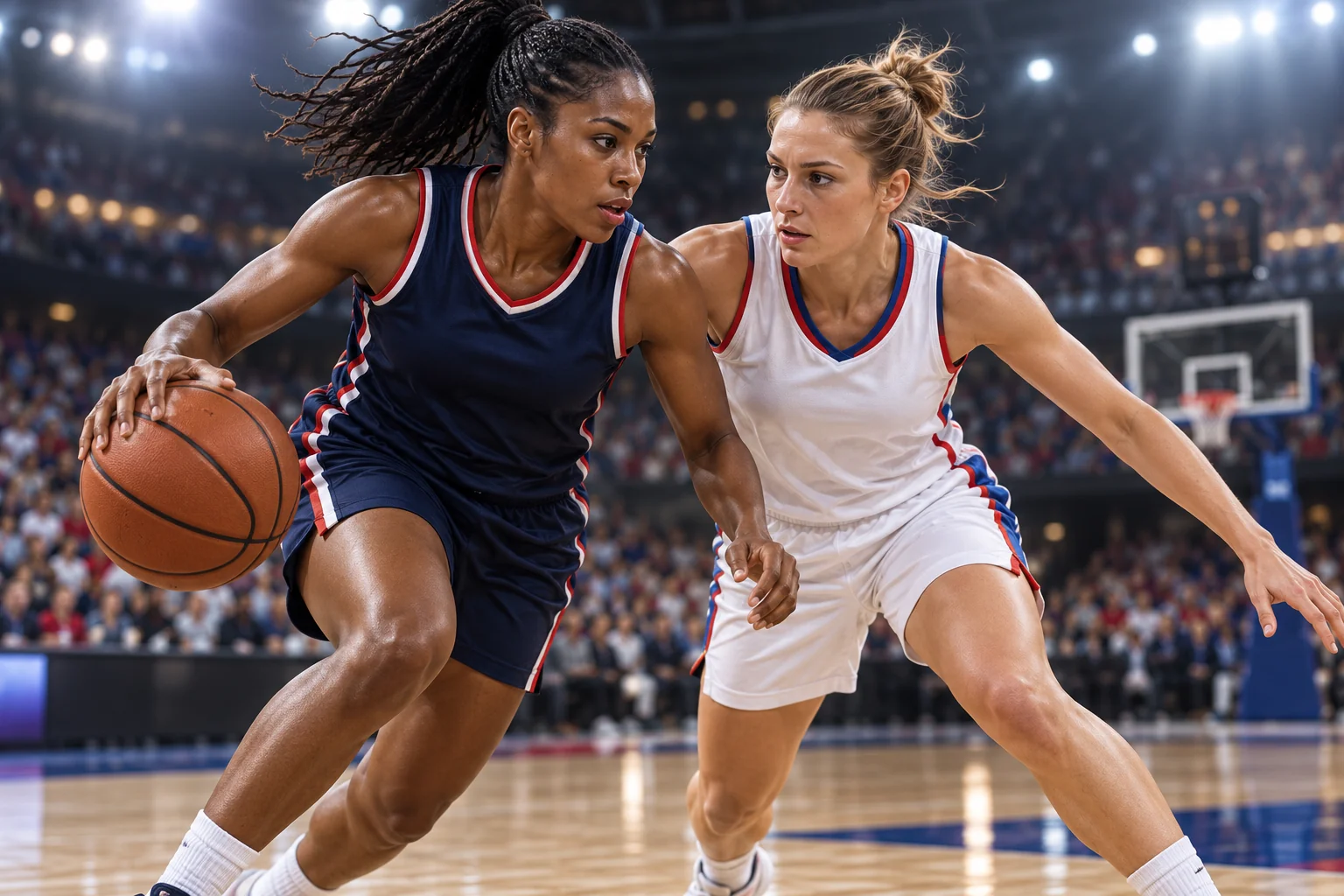 International basketball matchup illustration